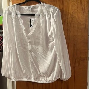 Express white blouse with lace detail